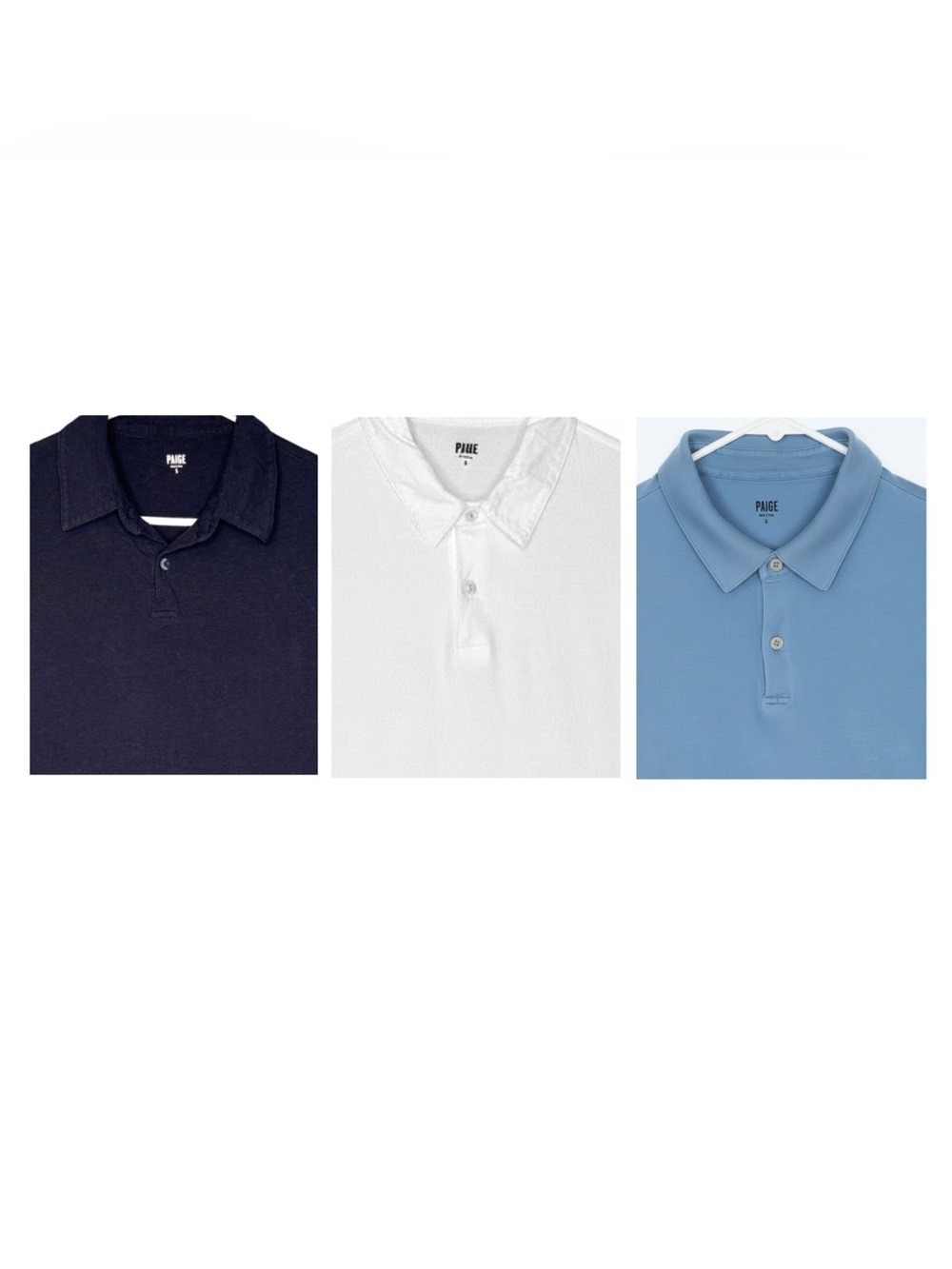 PAIGE Men's Polo Set: Navy, White, Light Blue Small
